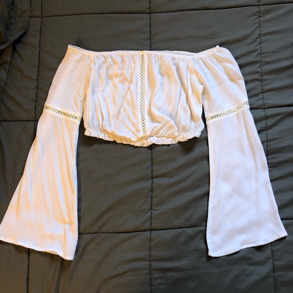 White LS BOHO Crop-top